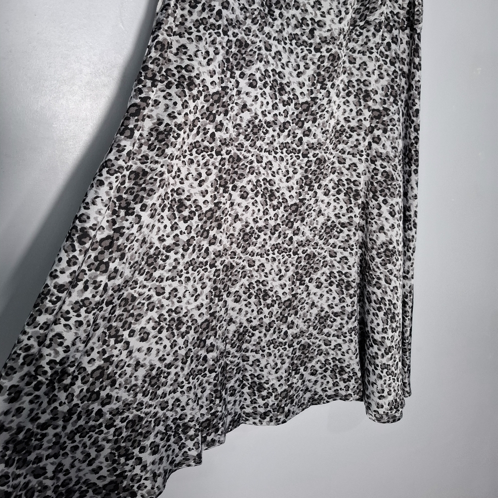 Status by Chenault Women Leopard Animal Print A-Line Slit Midi Skirt L Feminine - Picture 8 of 15